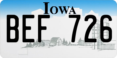 IA license plate BEF726