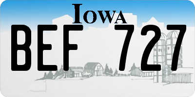 IA license plate BEF727
