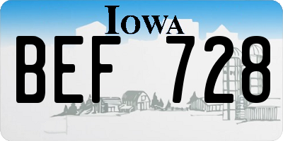 IA license plate BEF728