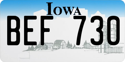 IA license plate BEF730