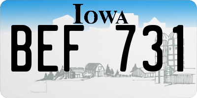 IA license plate BEF731