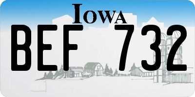 IA license plate BEF732