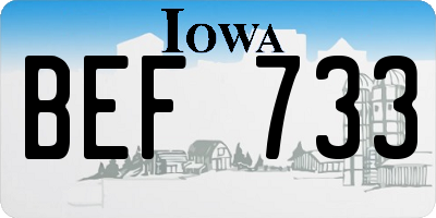 IA license plate BEF733