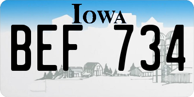 IA license plate BEF734