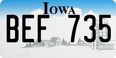 IA license plate BEF735
