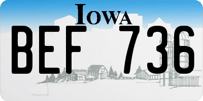 IA license plate BEF736