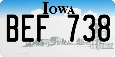 IA license plate BEF738
