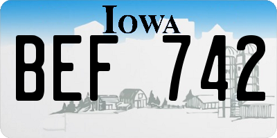 IA license plate BEF742