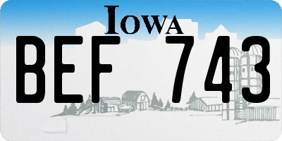 IA license plate BEF743