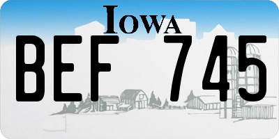 IA license plate BEF745