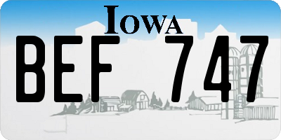 IA license plate BEF747