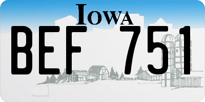 IA license plate BEF751