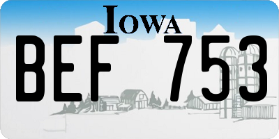 IA license plate BEF753