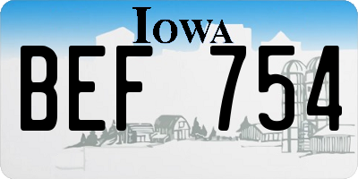 IA license plate BEF754