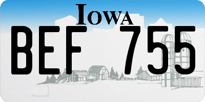 IA license plate BEF755