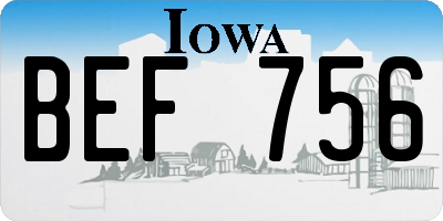 IA license plate BEF756