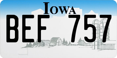 IA license plate BEF757