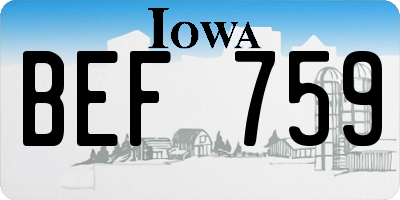 IA license plate BEF759
