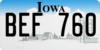 IA license plate BEF760