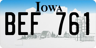 IA license plate BEF761