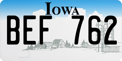 IA license plate BEF762