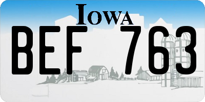 IA license plate BEF763