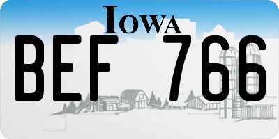 IA license plate BEF766