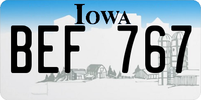 IA license plate BEF767
