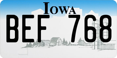 IA license plate BEF768