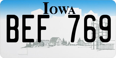 IA license plate BEF769