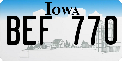 IA license plate BEF770