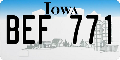 IA license plate BEF771