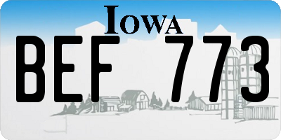 IA license plate BEF773