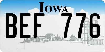 IA license plate BEF776