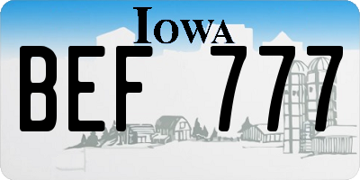 IA license plate BEF777