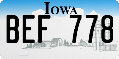 IA license plate BEF778
