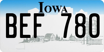 IA license plate BEF780