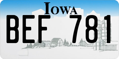 IA license plate BEF781