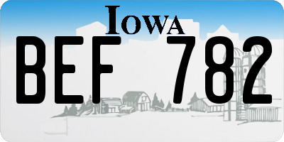 IA license plate BEF782