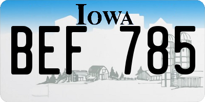 IA license plate BEF785