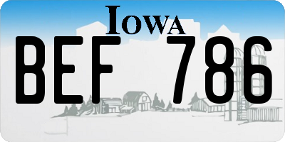 IA license plate BEF786