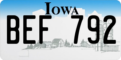 IA license plate BEF792