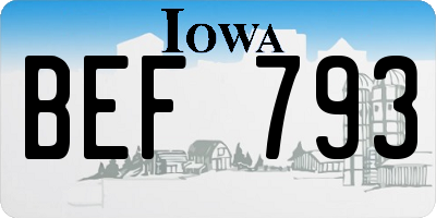 IA license plate BEF793