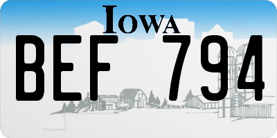 IA license plate BEF794