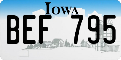 IA license plate BEF795