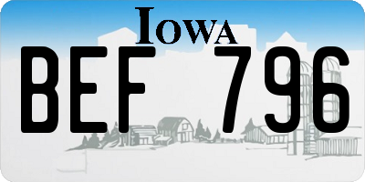 IA license plate BEF796