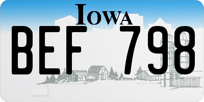 IA license plate BEF798