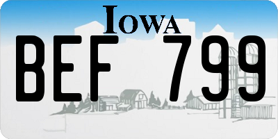 IA license plate BEF799