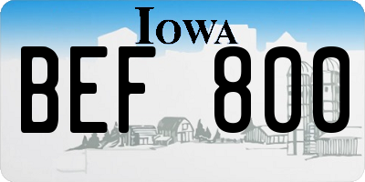 IA license plate BEF800