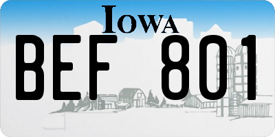 IA license plate BEF801